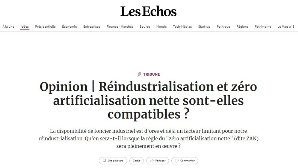 Expertise | Réindustrialisation et zéro artificialisation nette des sols, sont-elles compatibles ?